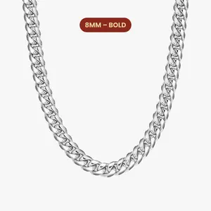 JAXXON Women's Cuban Link Chain 8mm - Box Clasp - Silver