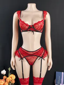 Christmas Five-Piece Set Sexy Lace Underwear, Adjustable Buckle Garter Belt, Comfortable Women's Lingerie for Parties and Home Wear