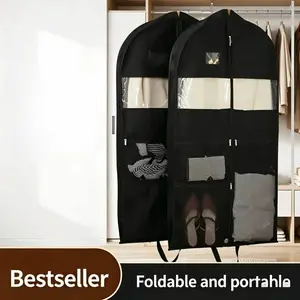 Accessories SPU – New Home Clothing Dust Cover, Thickened Non-woven Fabric Down Jacket Storage Bag, Wardrobe Hanging Dress Dust Cover, Multi-compartment Dress Cover, 52*24*4 inches tiktokshopspringglowup