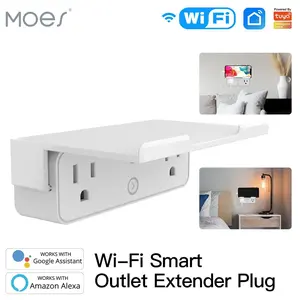 WiFi Tuya Smart US Outlet Extender Multi Plug Socket Shelf with 2 Outlet Splitter Smart Life App Control Works with Alexa Google