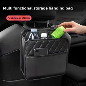 1 Piece PU Leather Car Seat Storage Bag - Spacious, Durable, Easy-to-Clean Backseat Storage Bag for All Models - Keep your ride clean and protected with essential car accessories