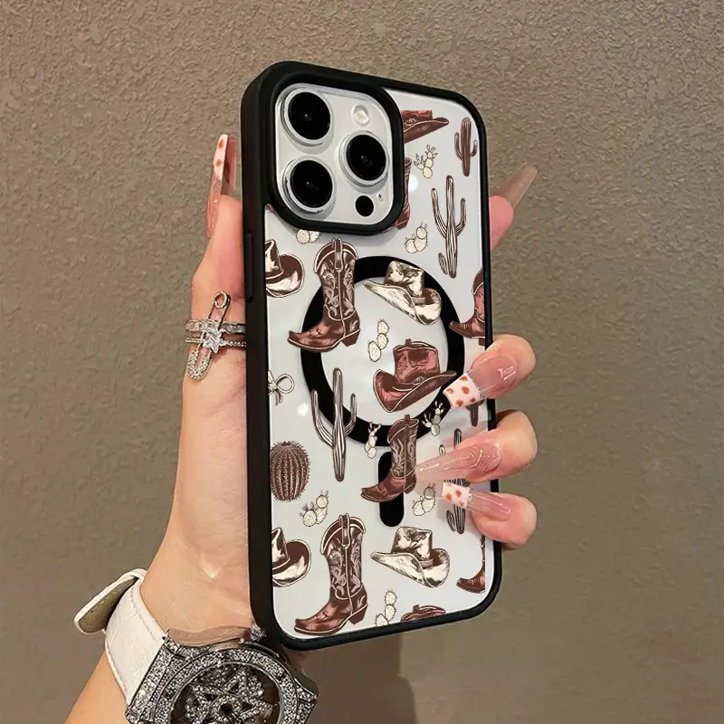 MagSafe-Ready Western Cowboy Aesthetic TPU Shockproof Smartphone Case - Ultra-Thin Casing for iPhone 1-16, ProMax, Plus, Handheld Devices, with Screen Protector & Manufacturer Warranty