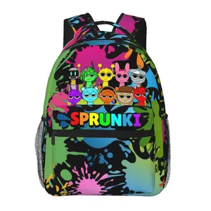 Sprunki comfortable large-capacity all-over print casual daypack for outdoor sports and office; cartoon merch laptop backpack school bag gift for boys and girls