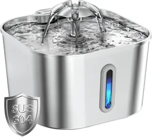 Water Fountain Stainless Steel, 74oz/2.2L Automatic Pet Drinking Fountain with Filter, Indoor Water Dispenser for Cats, Kittens, Small Dogs and Pets, Quiet Circulating Pet Fountain