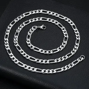 Minimally Punk Style Figaro Chain Cuban Chain Stainless Steel Men's Necklace, Length 60CM, Suitable for Daily Casual Party Wear Accessories