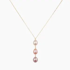 Ekolu Ombré Pink Pearl Y Necklace
