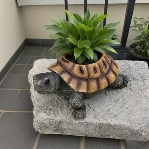 Creative Turtle Resin Planter, Drainage Hole Pot for Succulents & Plants, Indoor Outdoor Garden Decor, Unique Design, Durable Plant Container
