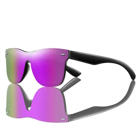 Fashion Frameless Mirror Sunglasses, Trendy Sporty Sunglasses, Summer Sports Sunglasses, One-Piece Lenses, UV Protection Reflective Sun Glasses, Trendy Summer Outdoor Eyewear