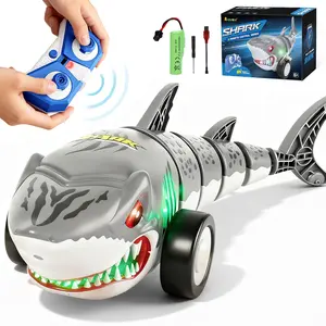Shark Remote Control Car, Electric RC Shark Toys With Glowing Light and Flexible Tail Swing and Straight Mode, Hobby RC Car