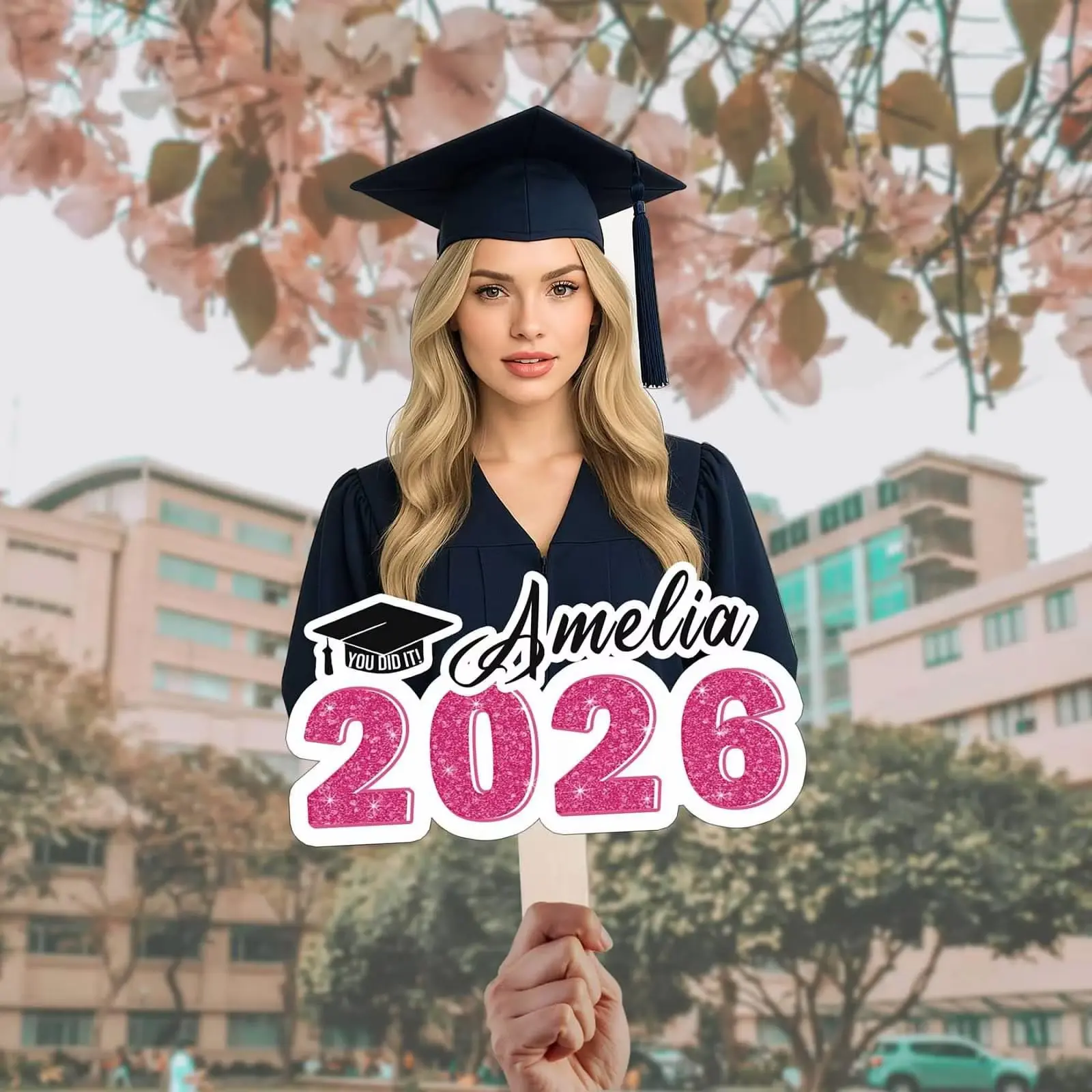 1pc 2026 Graduation Custom Big Head Cutout, Personalized Face on Stick Photo Prop, Senior Party Celebration School Events Decor