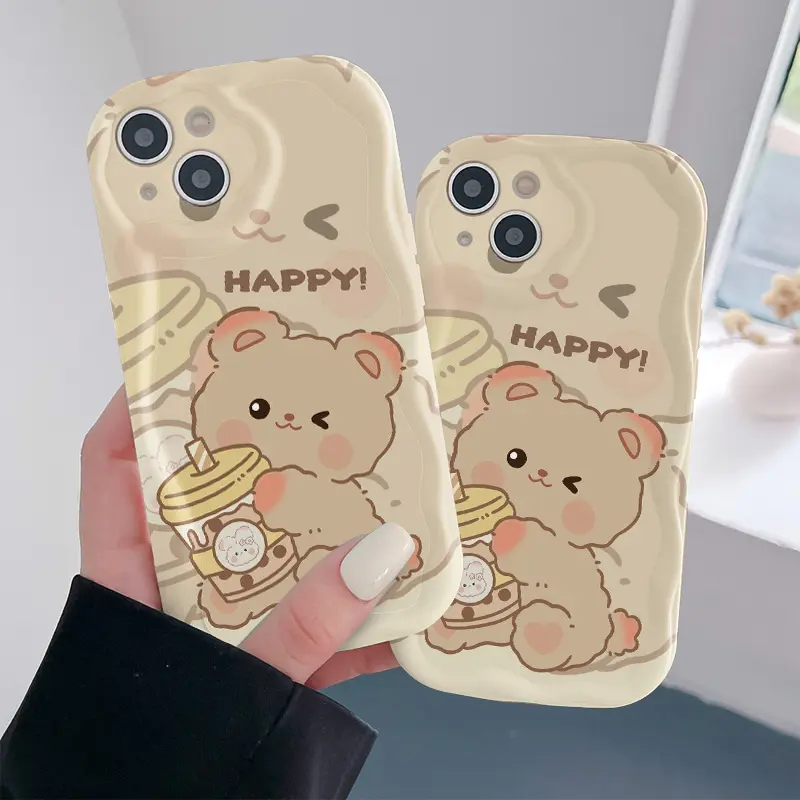 Cute Bear Drink Milk Phone case for iPhone 16 Pro Max 15 Plus 14 13 12 11 XR XS Beautiful Gift Selection Shockproof Silicone TPU Bumper Drop Protection Soft Cover