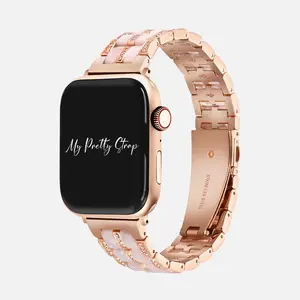 My Pretty Strap – Compatible Apple Watch Band – Stainless Steel iWatch Strap for Women – Series 1–11, SE & Ultra (38MM / 40MM / 41MM / 42MM / 44MM / 45MM / 49MM) – Rose Gold, Silver & Black – Diva Pavé