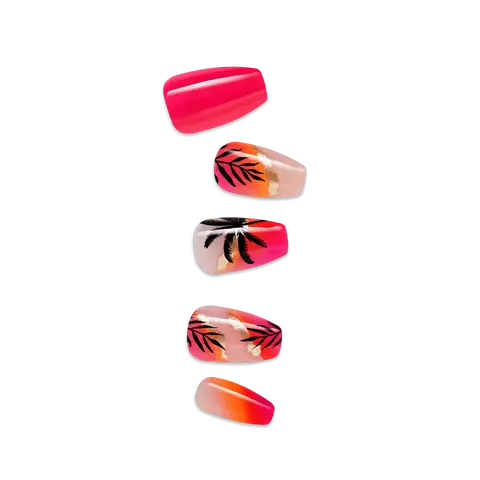 Impress Design No Glue Fake Press On Nails - Sol | Design, Multicolor, Medium, Coffin, Manicure
