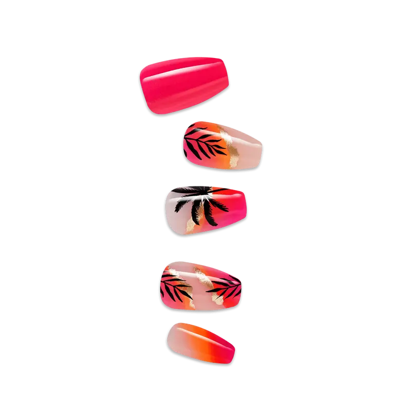 Impress Design No Glue Fake Press On Nails - Sol | Design, Multicolor, Medium, Coffin, Manicure