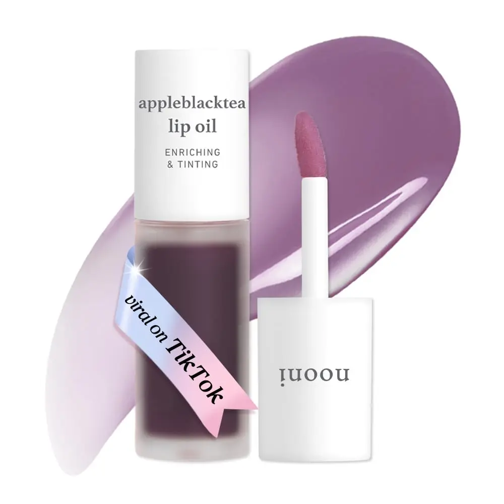 NOONI Korean Lip Oil - Appleblacktea, Moisturizing Lip Stain, Long-Lasting Hydrating Lip Oil, Natural Plumping Effect, Waterproof, Glossy Finish, 24HR Hydration, Nourishing Tint for Dry Lips, Korean Lip Tint, Gift for Teen Girls