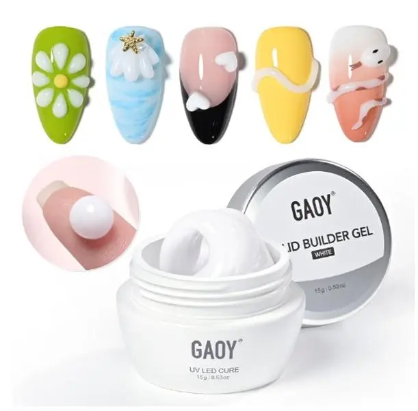 White 3D Sculpting Gel for Nail Art, 15g Solid Nail Gel Non-Sticky Hard Builder Gel for Carving, Molding and Building