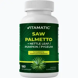 Vitamatic Saw Palmetto Extract for Men & Women 180 Veg Capsules - Made with Pumpkin Seed, Pygeum, Nettle Leaf - Made in The USA - Promotes Healthy Prostate Function