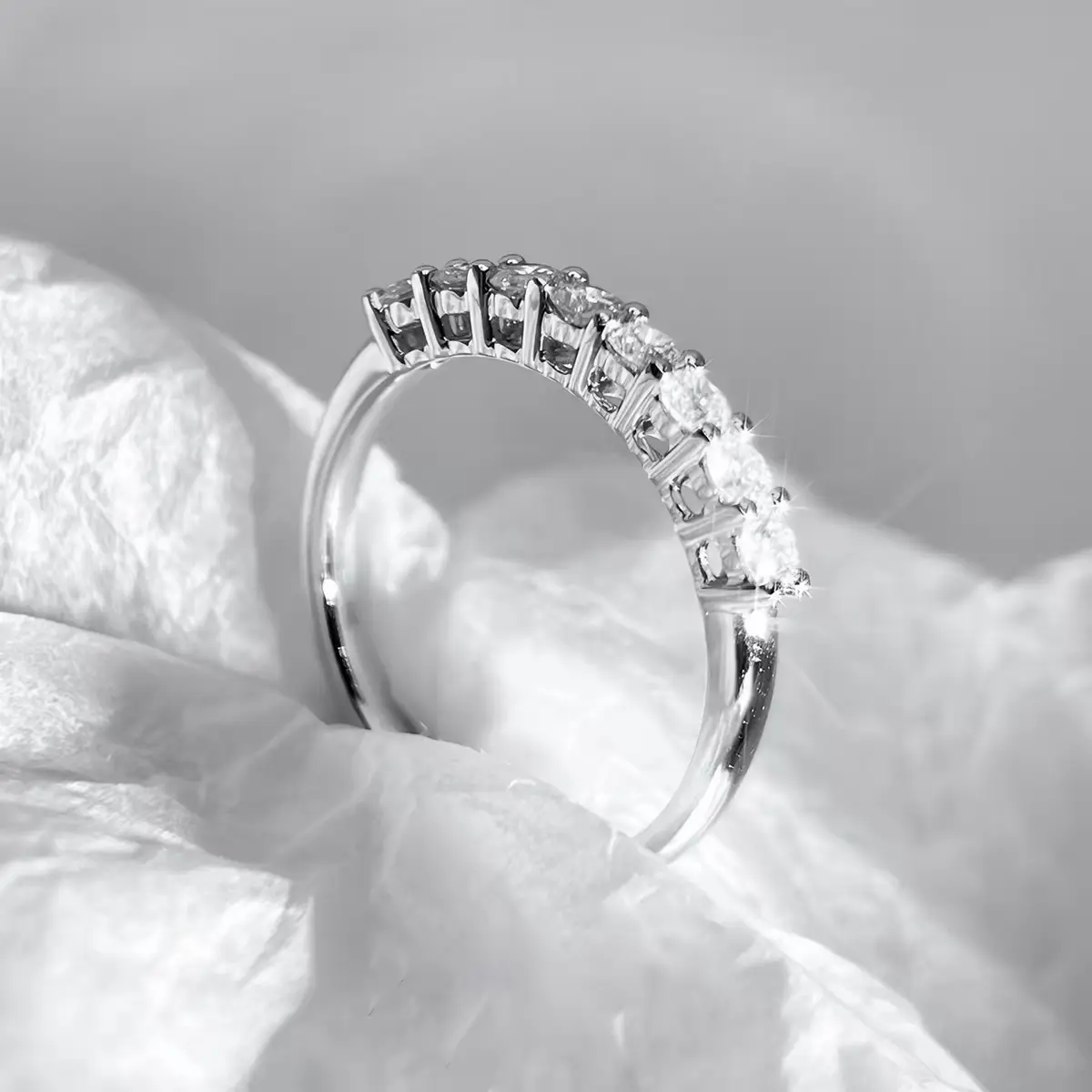 GN15 7-Stone Half Eternity Moissanite Adjustable Ring KBR11156-WZ