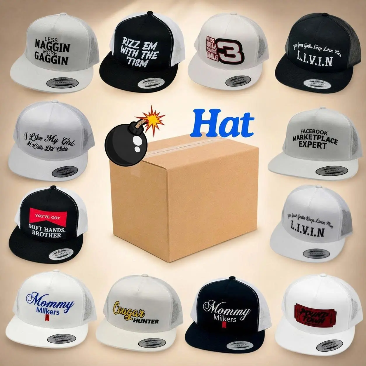 ystery Hat Box 1/5/15-Pack- Random Trucker Hats | Multiple quantity options - Mystery Birthday Gift,Men's Gifts, Friend Gift,Christmas gifts， Mystery Box Challenge,unisex