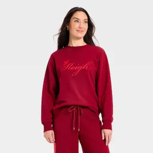 Women's Knit Graphic Pullover Sweatshirt - Universal Thread Maroon XL