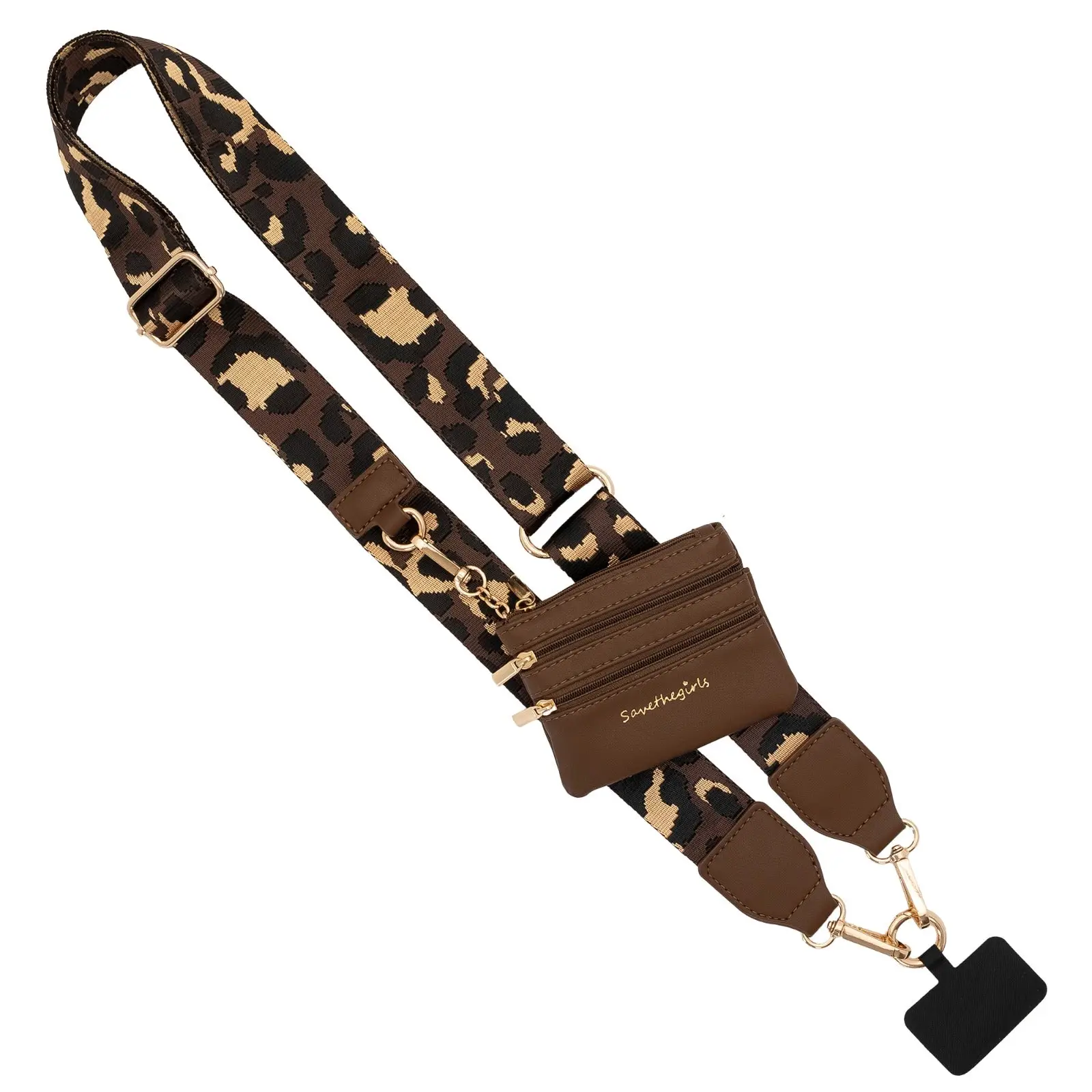 Clip & Go Strap with Pouch - Leopard Collection Adjustable Phone Smartphone Deta...
