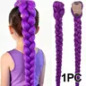 K-Pop Girl Role Play Wig, 26-Inch Braided Hair, Long Yaki Straight Hair, Heat Resistant Puff Ponytail Accessory, Kids Wigs, Artificial Wig
