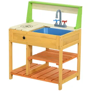 Mud Kitchen for Kids Outdoor Kitchen Playset Realistic Kitchen Toys Faucet Sink Storage Shelves for Ages 3 8 Years for Backyard Daycare Patio Party