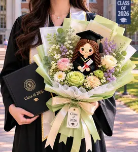 Handmade Crochet Graduation Bouquet 2026 | Custom Graduate Doll & Flower Gift | Personalized Keepsake Gift for Her, Best Friend, Daughter | Unique Graduation Gift Idea