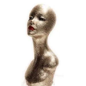 Michele Krysmari Champagne Mannequin Head - Custom Designed Bald Head with Velvet Bottom for Wigs & Jewelry Displays - Hard Plastic Material - Available in Various Colors