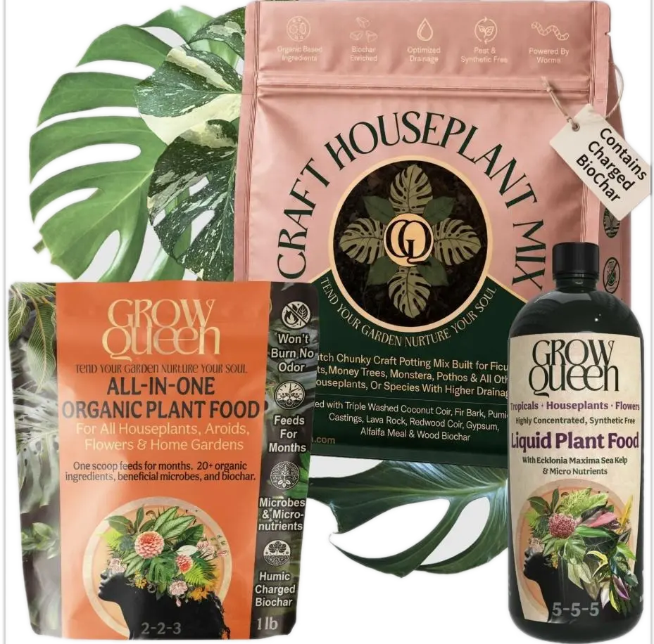 Houseplant Starter Kit - Craft Houseplant Potting Mix, Organic Time Release & 5-5-5 Liquid Plant Food Bundle - Starter