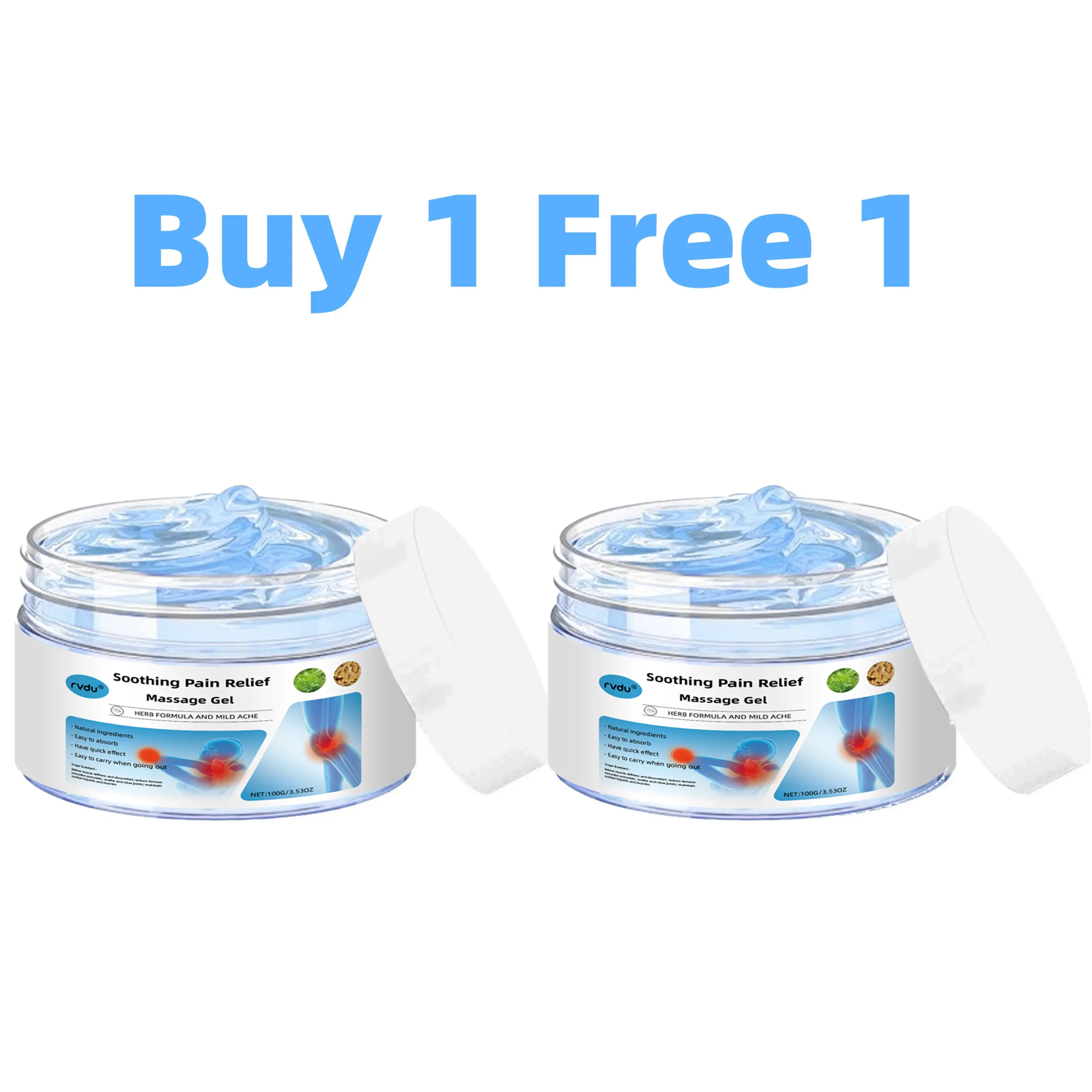 【Buy 1 Get 1 Free】Rvdu Natural Joint Care Gel - Pain Relief Therapy Solution for Knee, Lumbar, Shoulder, Neck Muscle Pain - Body Care Massage Treatment Cream Gel, Health