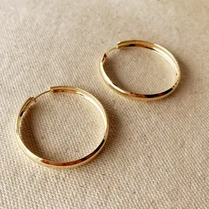 18k Gold Filled 40mm Hollow Continuous Hoop Earrings