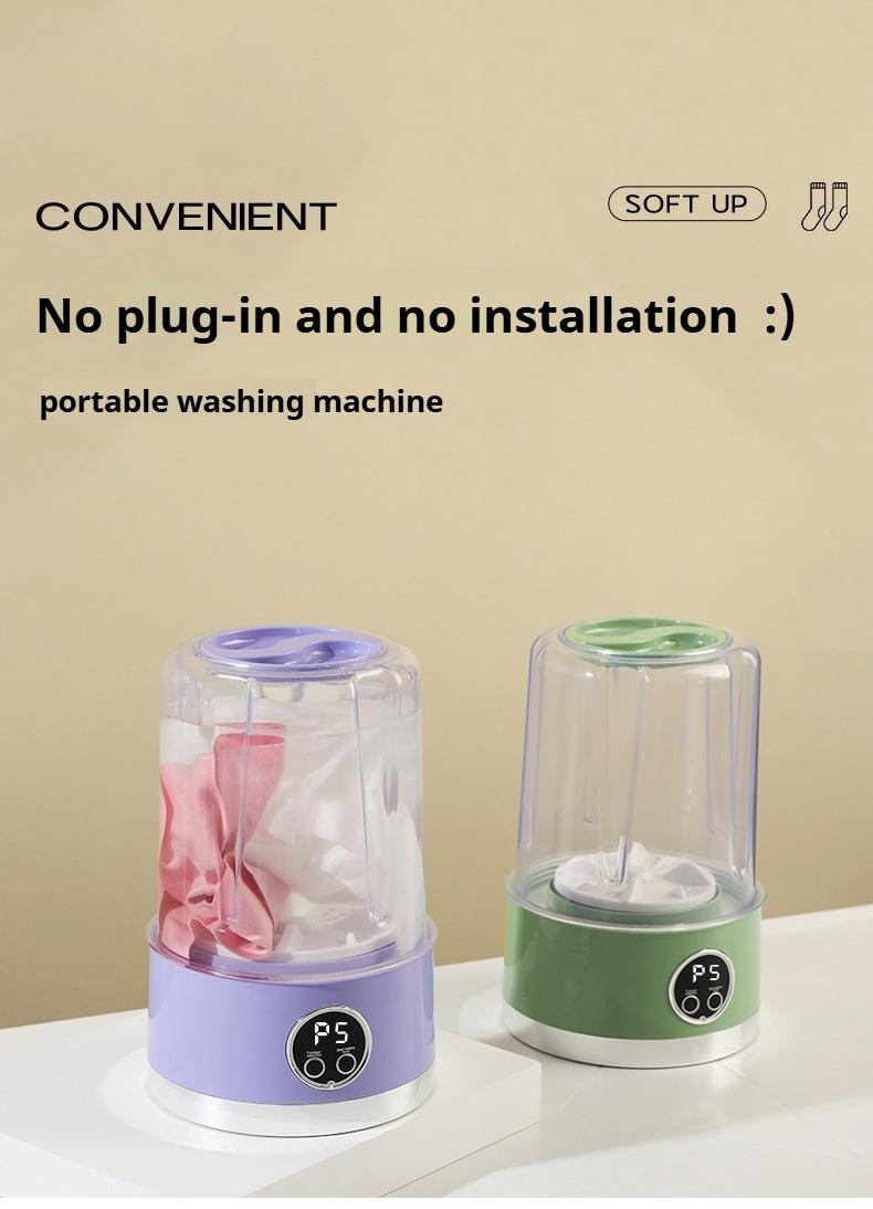 Portable USB-Rechargeable Mini Washer for Underwear &Socks Automatic Cleaning No Plug 20 Washes per Charge Compact Design with LED Display Separate Washing for Socks & Underwear Idealfor Travel Home RV Use