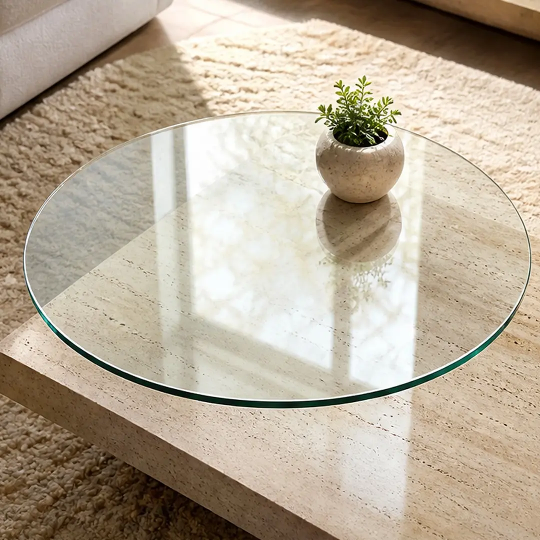 30 Inch Round Tempered Glass Table Top Clear 1/4 Inch Thick Flat Polished Edge Coffee Table Top Replacement for Living Room Dining Room Patio Office Furniture, Transparent Color Options, Tempered Glass Material, Product Dimensions: 30.00 W x