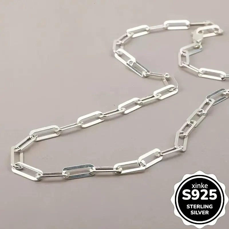 925 Silver Clip Chain Necklace - Elegant, Lightweight, Simple Design, Summer Fashion, Suitable for Multi-Layer Pairing