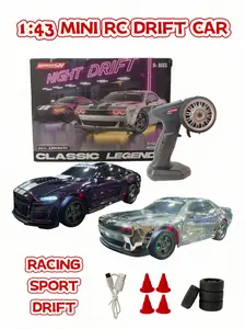 1/43 Mini 4WD RC Drift Car,Kids stuff for boys,Rechargeable Dual Tires, Adjustable Underglow Lights,High-Speed Classic Legends Remote Control,  2.4GHzProportional Control, USB Rechargeable,Desktop Entertainment Toy, Fun Birthday Gift for Kids Boyfriend