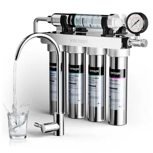 Vortopt  stainless steel ultrafiltration water purifier, 5-stage water filtration system, reduce heavy metals,bad taste and odors, real-time water pressure monitoring filtration