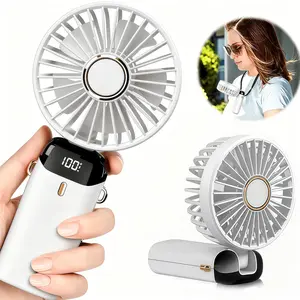 LMMAKE Portable Handheld Fan Battery Operated with Base Digital Display 90° Adjustable Rechargeable Mini Fan for Outdoor Indoor Ultra Lightweight 3-in-1 Versatile Functionality Long Lasting Battery Life