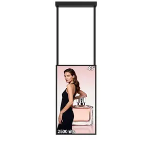 43Inch Window Digital Signage Hanging Advertising Display, 2500nits High Brightness Indoor Digital Signage, CMS/U-Disk Plug&Play, Smart Split Screen, 24/7 Operation, HDMI/USB/WiFi/Android System