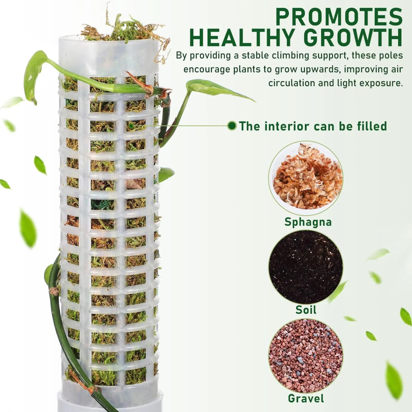 Water Moss Column Connectable Vine Plant Climbing Support Pole, Heat Resistant Woven Velvet Pothos Bamboo Climber Fixed Stand