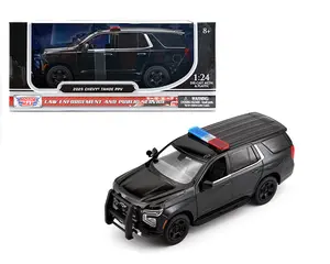 Motor Max 1:24 2025 Chevrolet Tahoe Police Pursuit Vehicle Plain Black Law Enforcement and Public Service