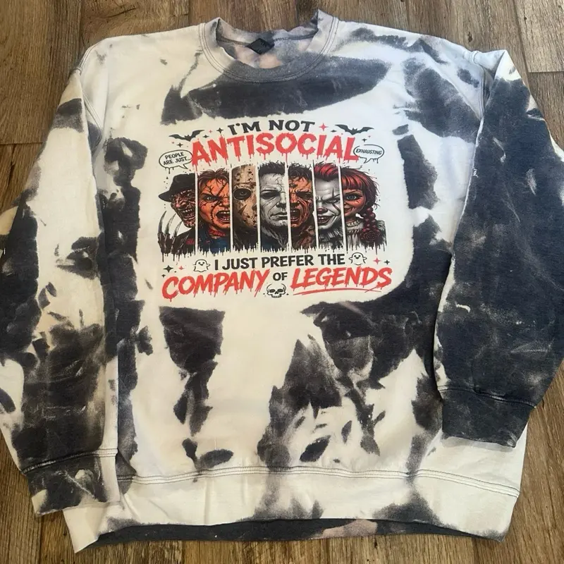 Anti-Social Halloween Bleached Crewneck Sweatshirt