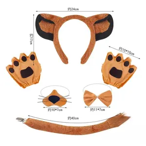 Girls Boys Women Men Halloween Animal Headband Props Beast Ear Lion Headband Cute Plush Tiger Headpiece