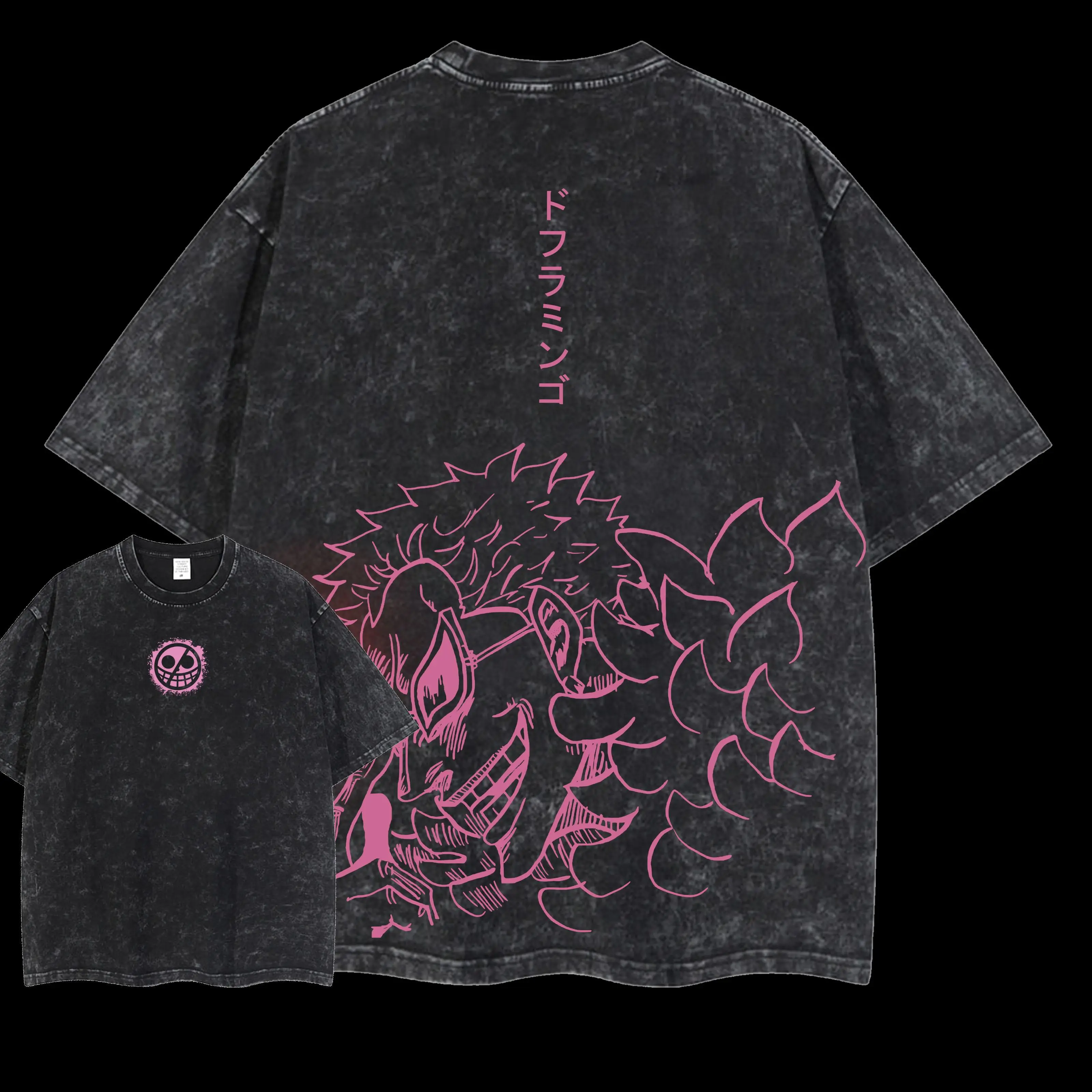 Limited Doflamingo Smile - ONE PIECE OP 1.112 Oversized Washed Tee, Retro Unisex Graphic 90s Vintage Anime Manga Acid Washed Lightweight Cotton Washed Tee, Gift For Anime Fan, Anime Y2K Streetwear T-Shirt