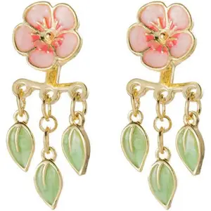 Cherry Blossom Earrings For Women Flower Stud Earrings Statement Fairy Dangly Leaf Earrings