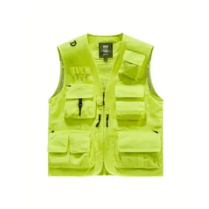 2025 Summer New High-Quality Men's Casual Fashion Vest Solid Color Multi-Pocket Multifunctional Fishing and Hiking Outdoor Large Pocket Men's Versatile Vest