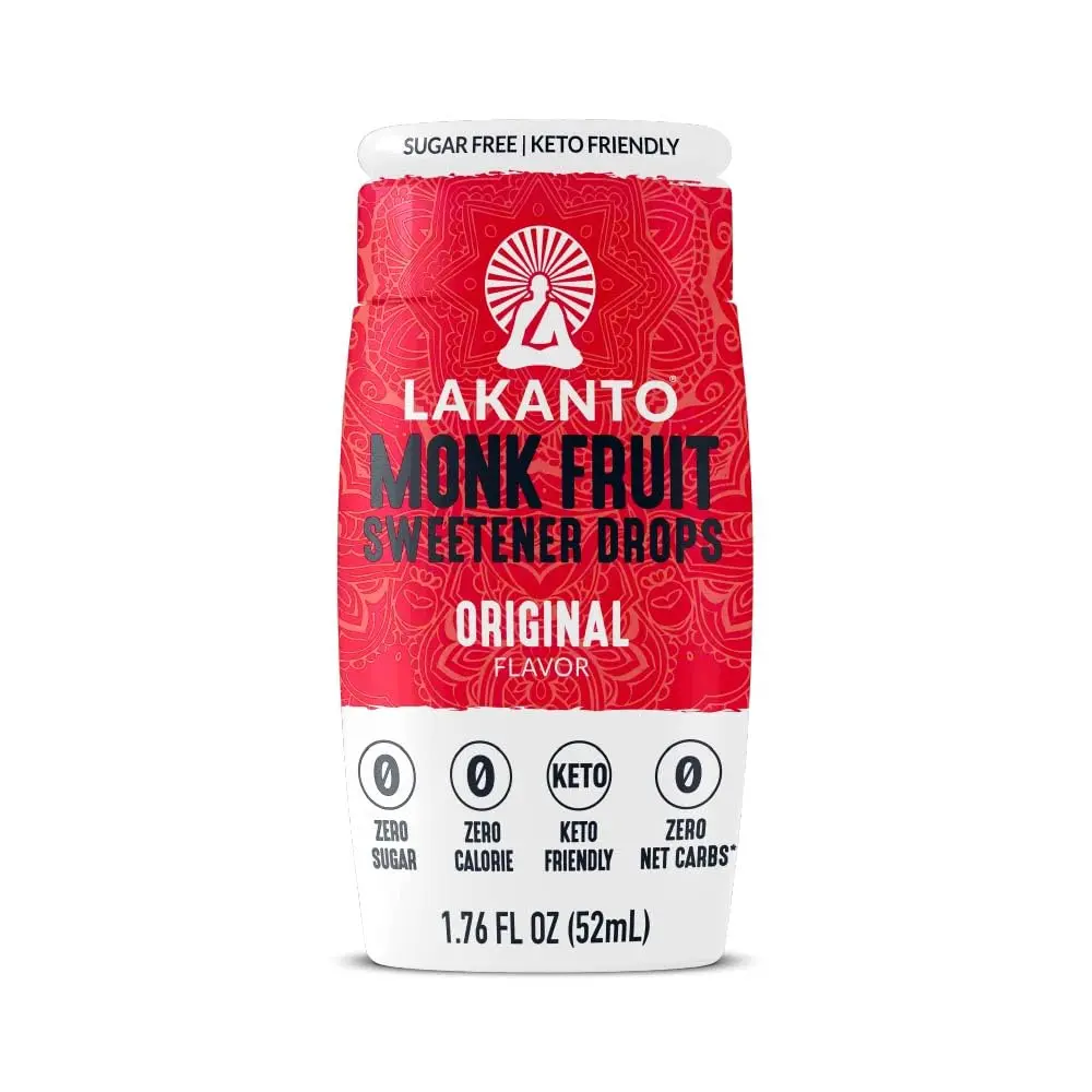 Lakanto Liquid Monk Fruit Extract Drops, Erythritol Free Sugar Substitute Sweetener For Tea, Coffee, Water & Smoothies, Sugar Free, Low Calorie, Zero Sugar, Vegan, Keto, Original Flavor, 1.76 Fl Oz