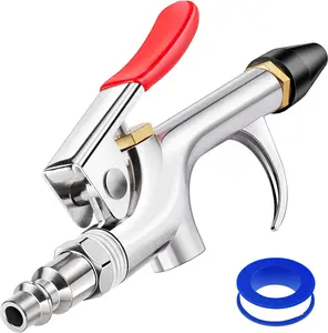 4Pcs Air Blow Gun Kit, 2-Way Connection Air Nozzle Blow Gun with Rubber Tip & 1/4IN Standard Quick Plug, Air Compressor Accessories Blower Gun for Dust Cleaning