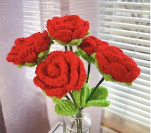 Single Crocheted Rose Flower