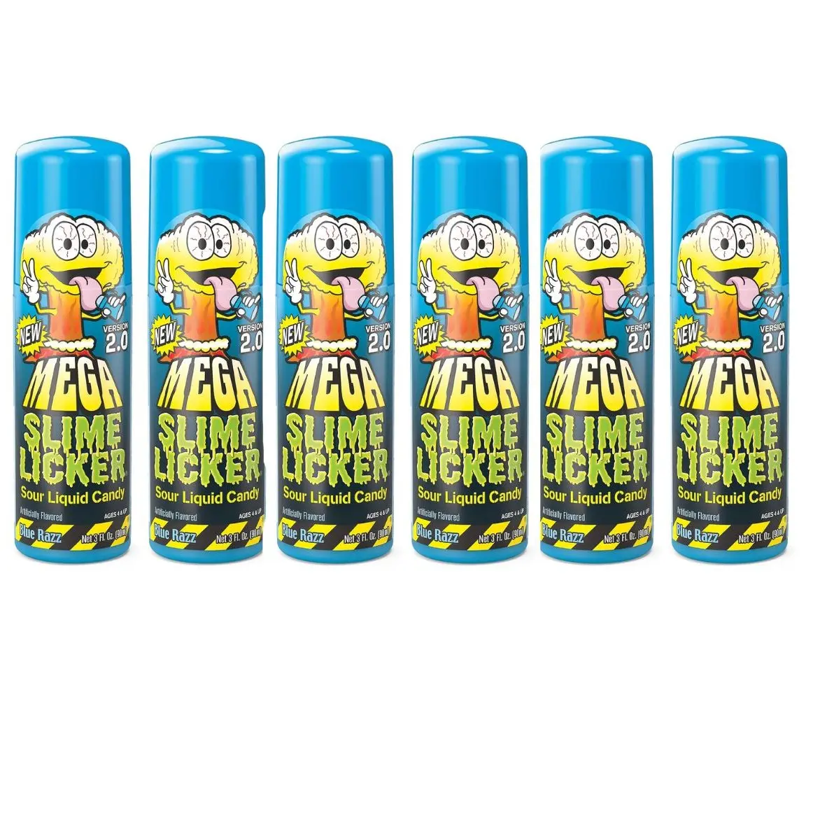 Toxic Waste Mega Slime Licker 2.0 Liquid Candy - 6 Pack -  Blue Razz Flavor Only - Liquid sour candy, Viral candy, Candy for baby showers, blue candy